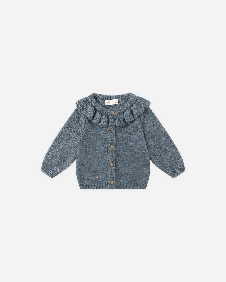 Ruffle Collar Cardigan | Ocean | Quincy Mae