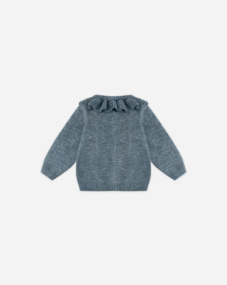 Ruffle Collar Cardigan | Ocean | Quincy Mae