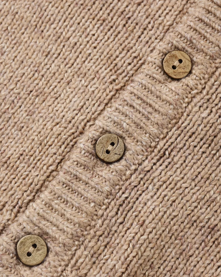 Ruffle Collar Cardigan | Heathered Almond | Quincy Mae