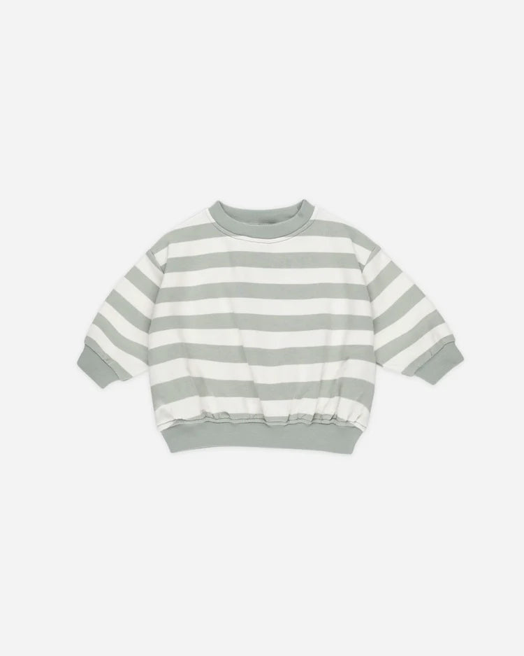 Relaxed Sweatshirt | Sage Stripe | Quincy Mae