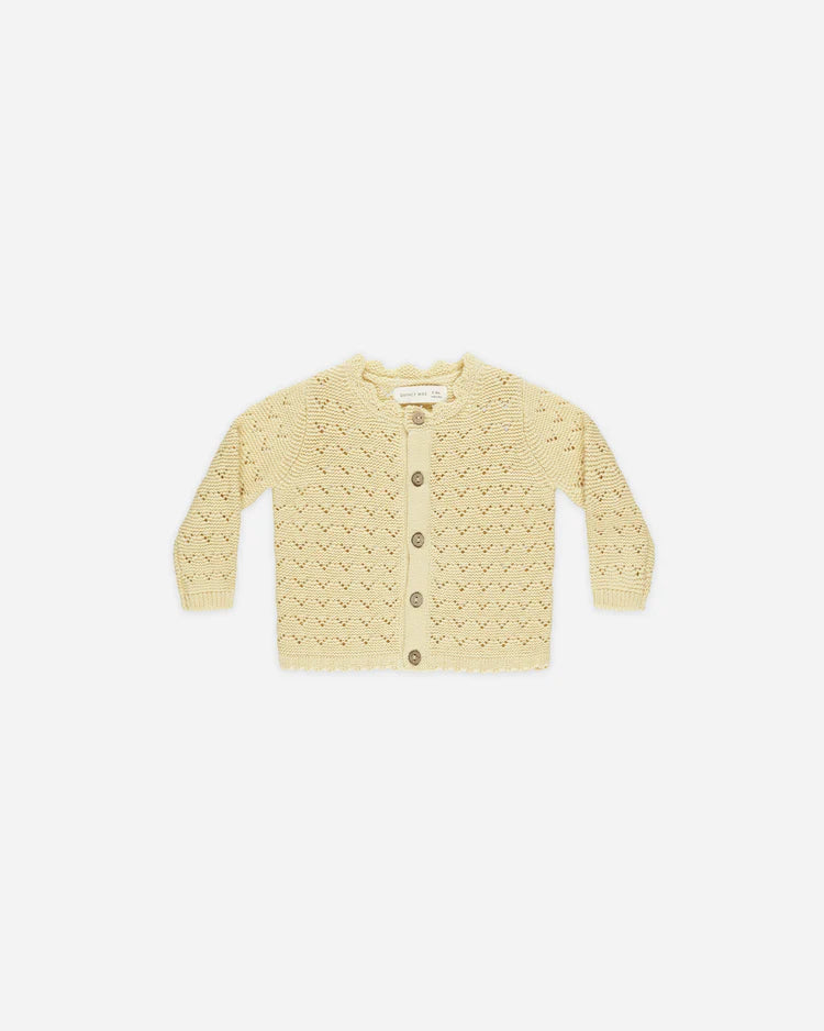 Scalloped Cardigan | Yellow | Quincy Mae