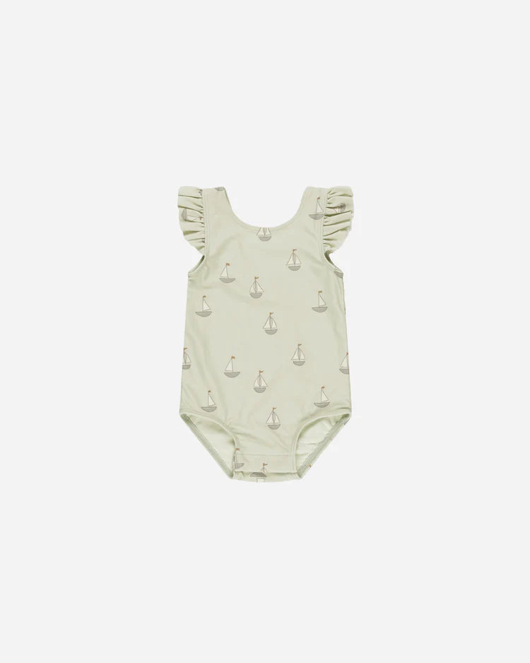 Scoop Back One-Piece | Sailboats | Quincy Mae