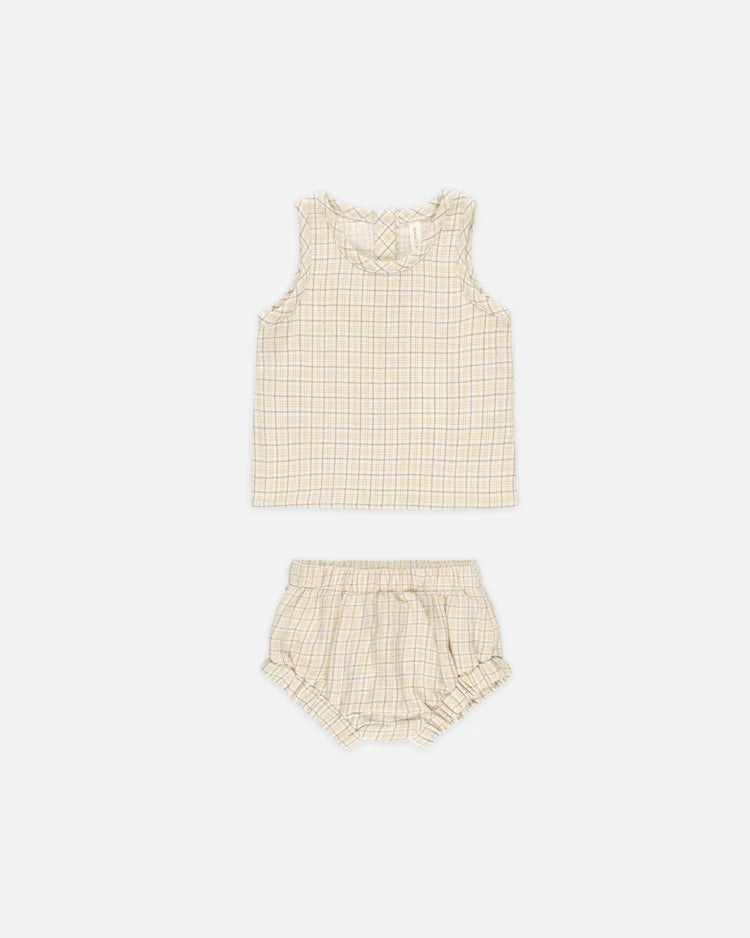 Woven Tank + Short Set | Yellow Plaid | Quincy Mae