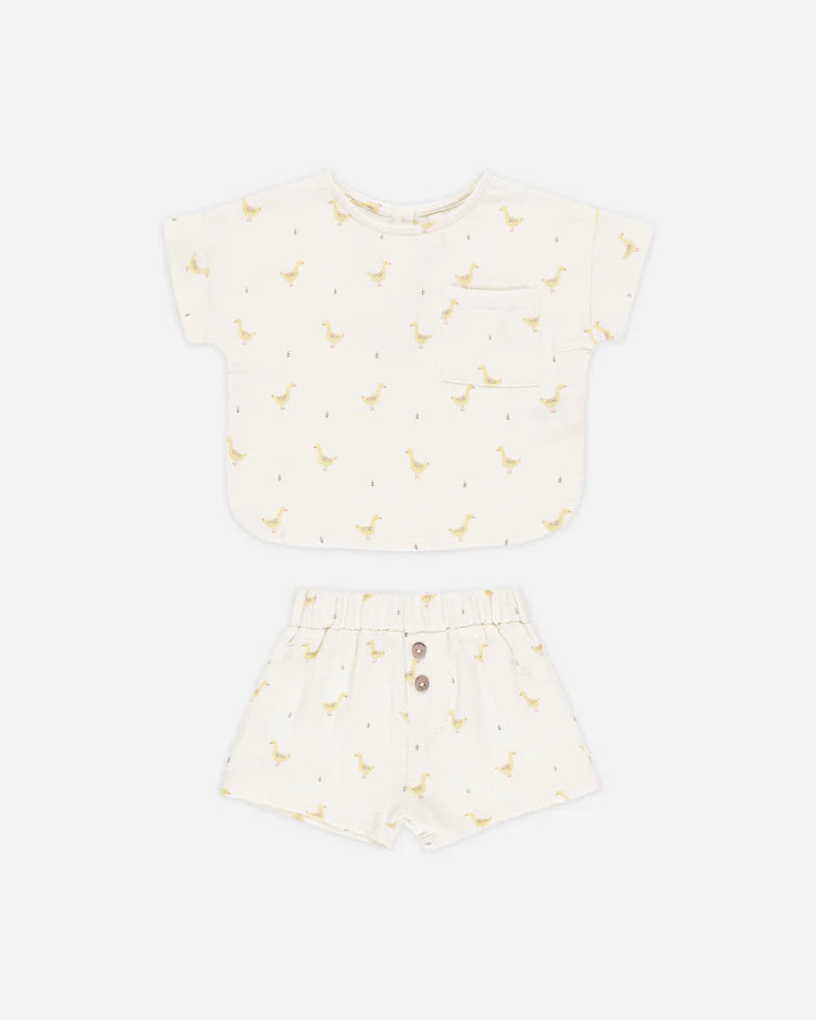 Woven Boxy Top + Short Set | Geese | Quincy Mae