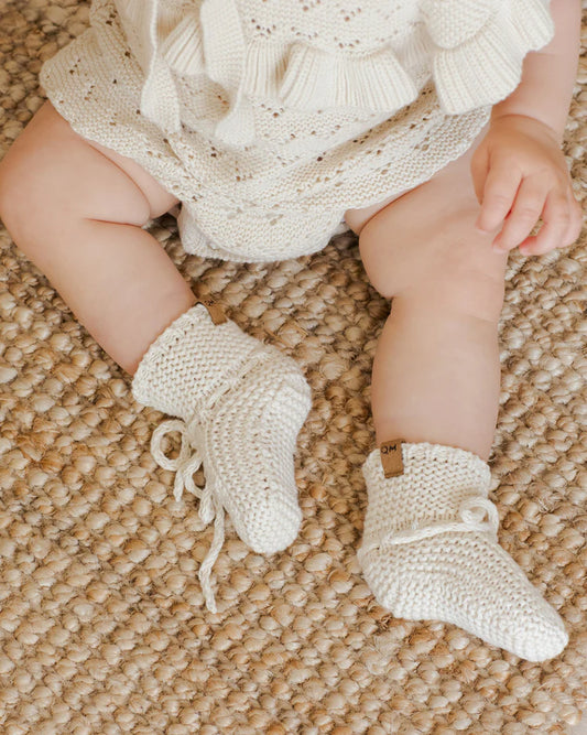 Knit Booties | Natural | Quincy Mae