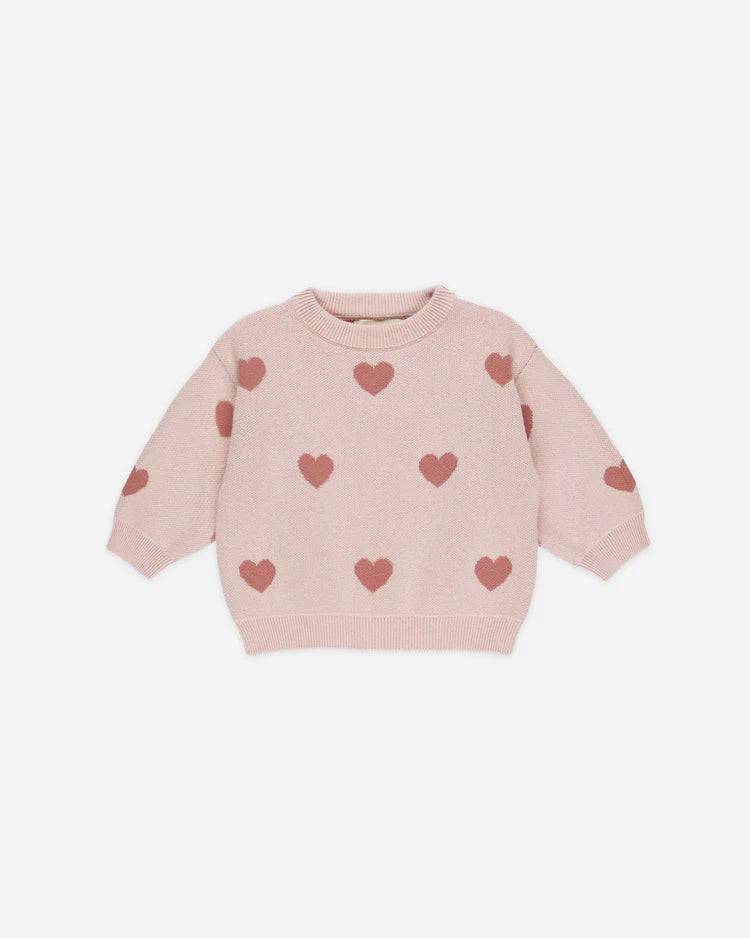 Heart Knit Sweater & Pant Set | Quincy Mae | Bubblegum