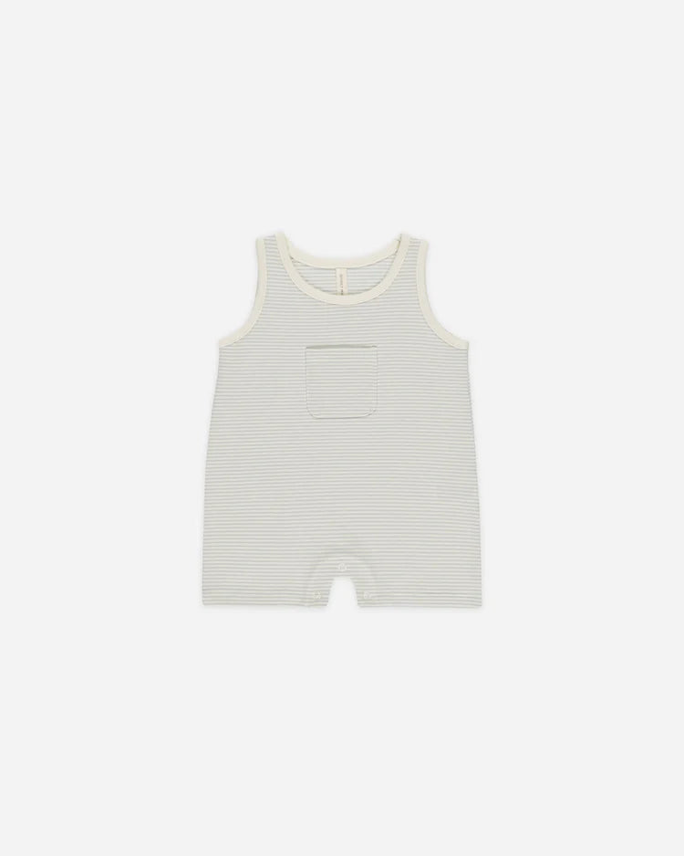 Sleeveless One-Piece | Sky Micro Stripe | Quincy Mae