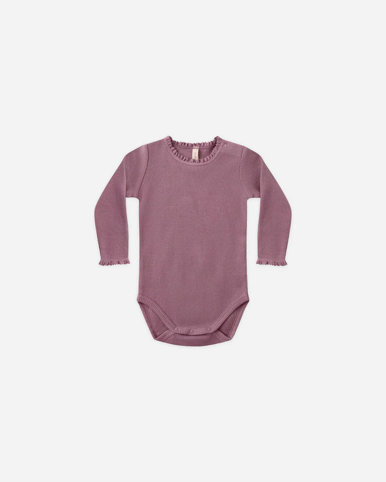 Waffle Long Sleeve Bodysuit | Mulberry | Quincy Mae
