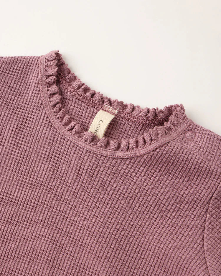 Waffle Long Sleeve Bodysuit | Mulberry | Quincy Mae