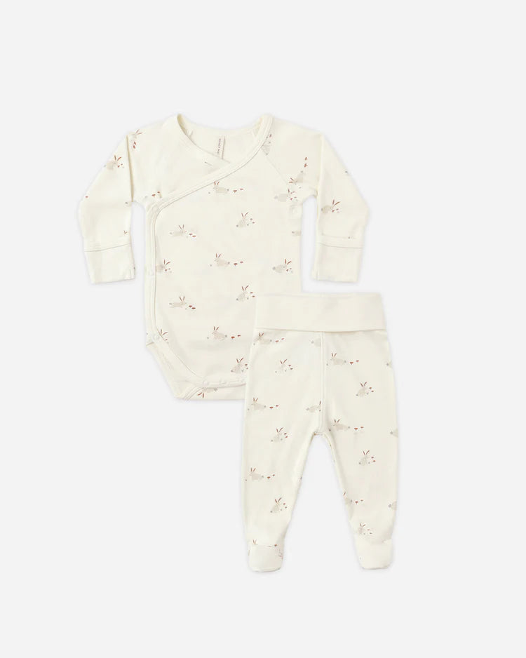 Side Snap Bodysuit + Pant Set | Bunnies | Quincy Mae