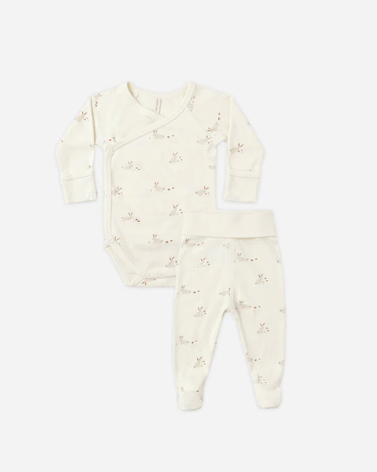Side Snap Bodysuit + Pant Set | Bunnies | Quincy Mae