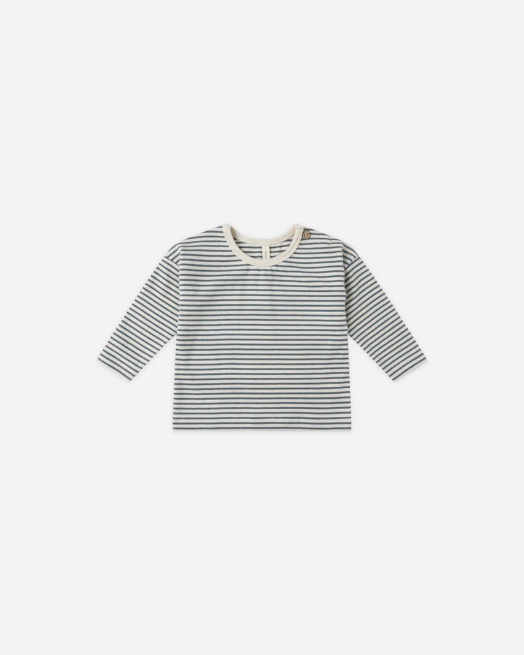 Long Sleeve Tee | Ocean Micro Stripe | Quincy Mae