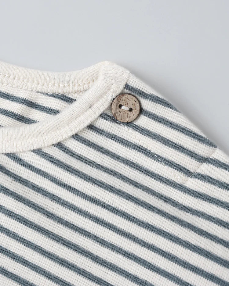 Long Sleeve Tee | Ocean Micro Stripe | Quincy Mae