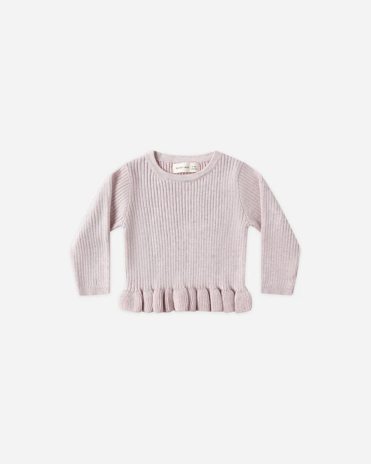 Rib Knit Peplum Top | Lilac | Quincy Mae