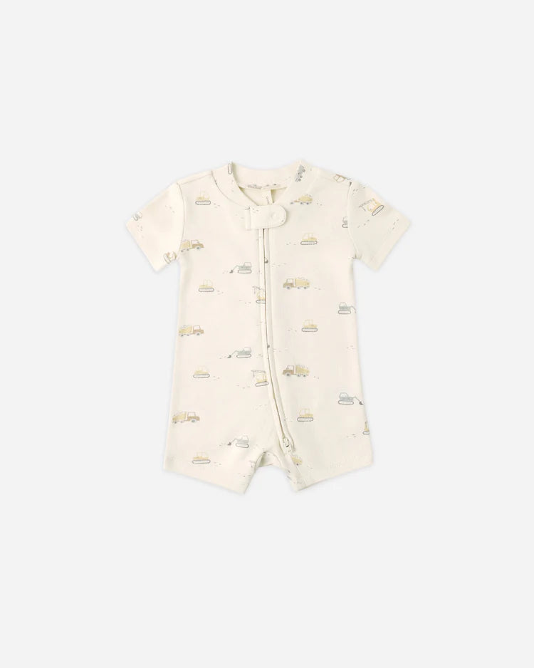 Zip Short Sleeve Sleeper | Construction Trucks | Quincy Mae