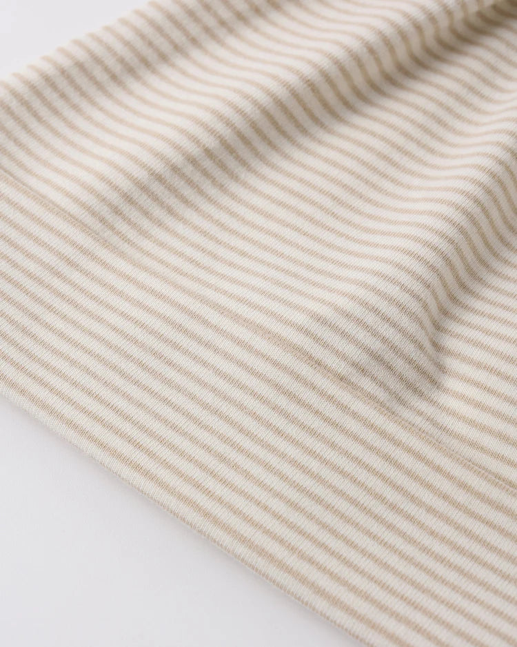 Knotted Baby Hat | Oat Micro Stripe | Quincy Mae