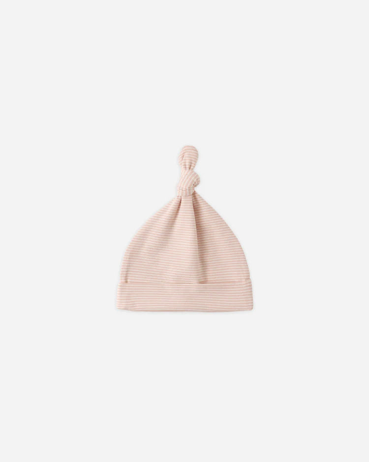 Knotted Baby Hat | Melon Micro Stripe | Quincy Mae
