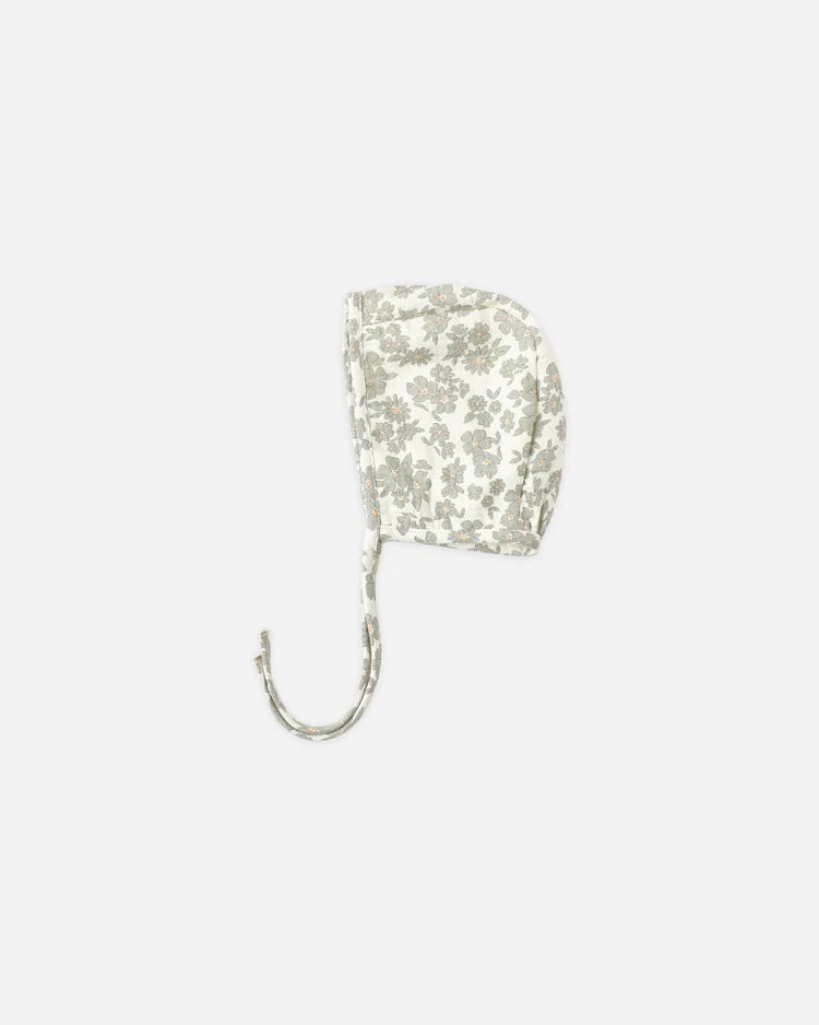 Woven Baby Bonnet | Green Floral | Quincy Mae