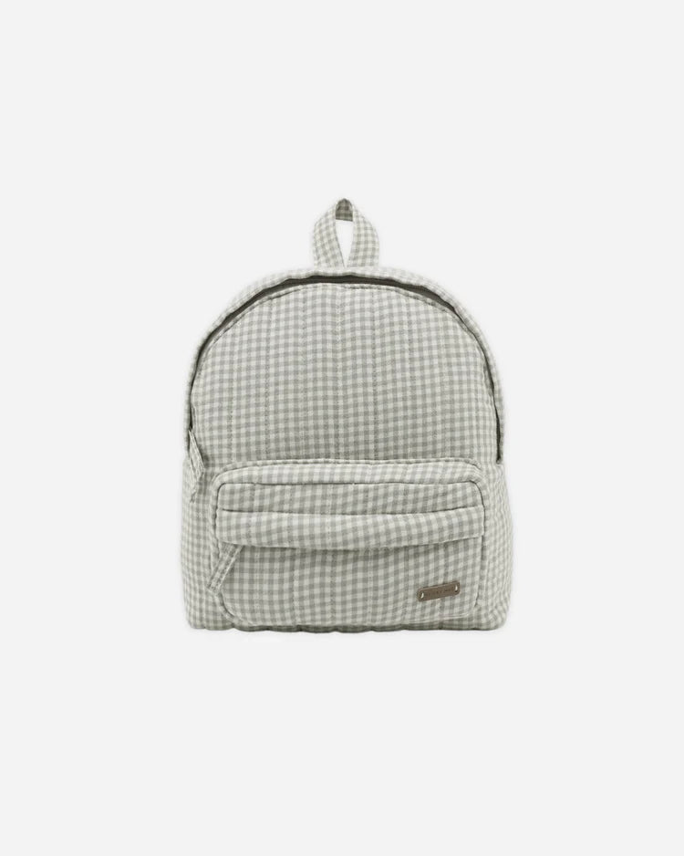 Mini Backpack| Sage Gingham | Quincy Mae