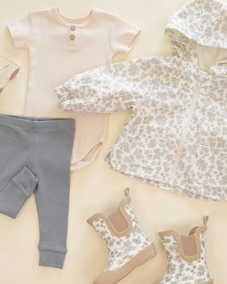 Rain Coat | Blue Floral | Quincy Mae