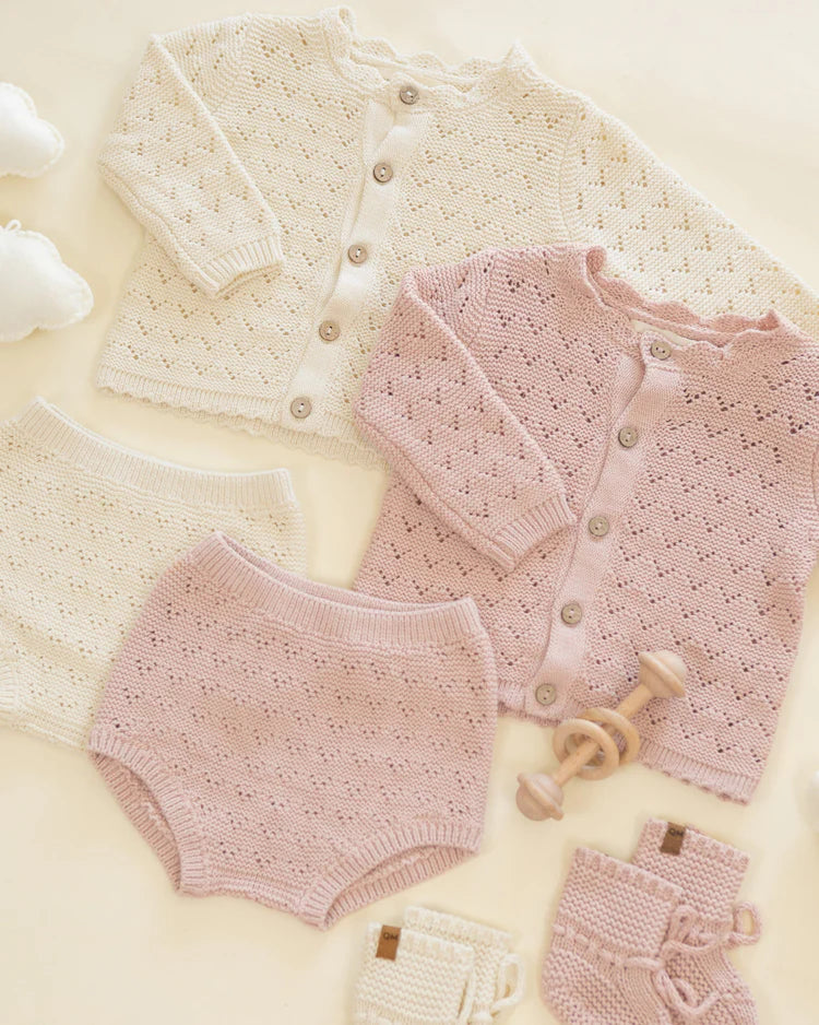 Scalloped Cardigan | Blush | Quincy Mae