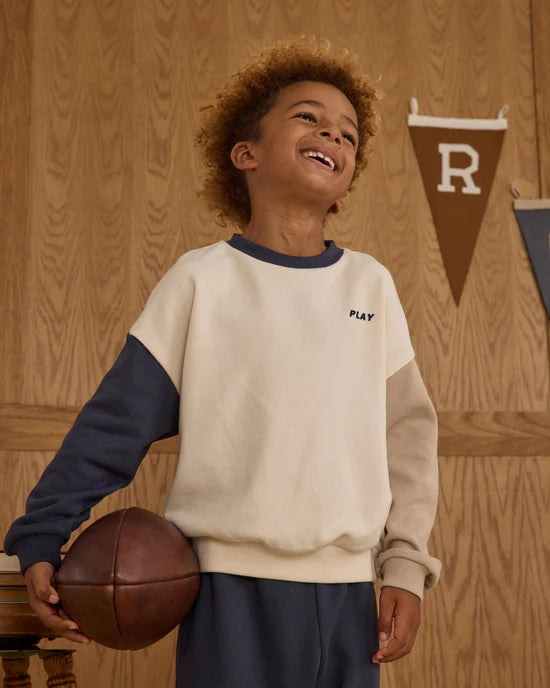 Relaxed Sweatshirt | Navy Color Block | Rylee & Cru