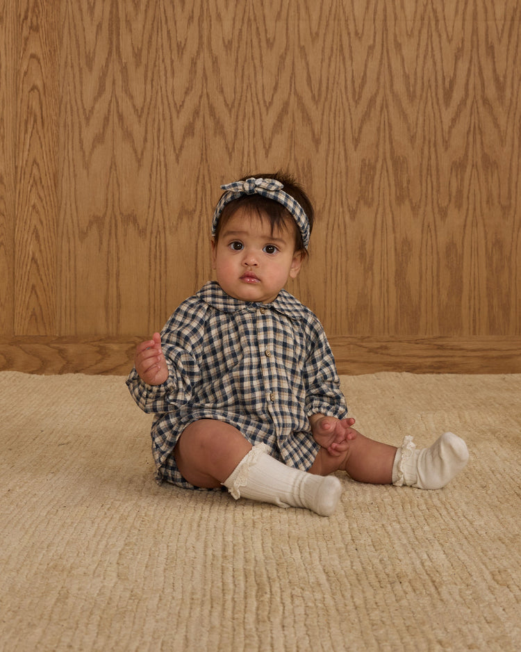 Baby Bow Headband | Navy Check | Rylee & Cru