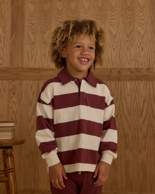 Rugby Polo | Burgundy Stripe | Rylee & Cru