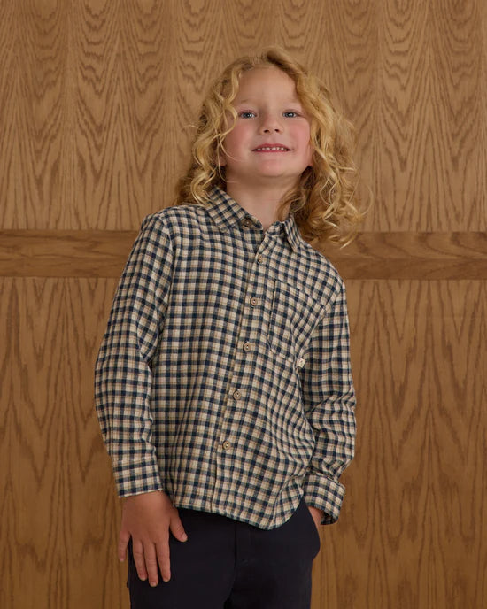 Collared Long Sleeve Shirt | Navy Check | Rylee & Cru