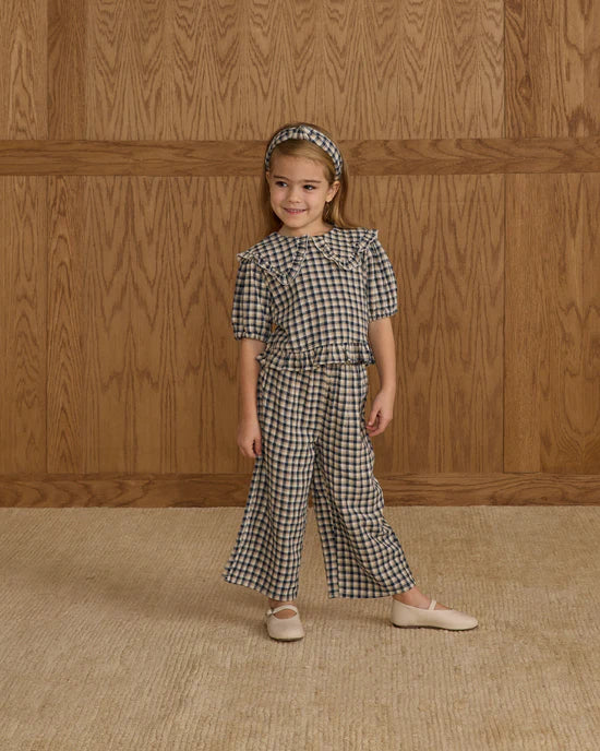 Wide Leg Pant | Navy Check | Rylee & Cru