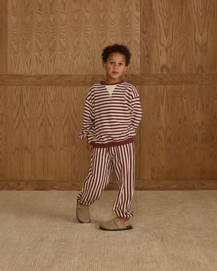 Oversized Crew | Burgundy Stripe | Rylee & Crew