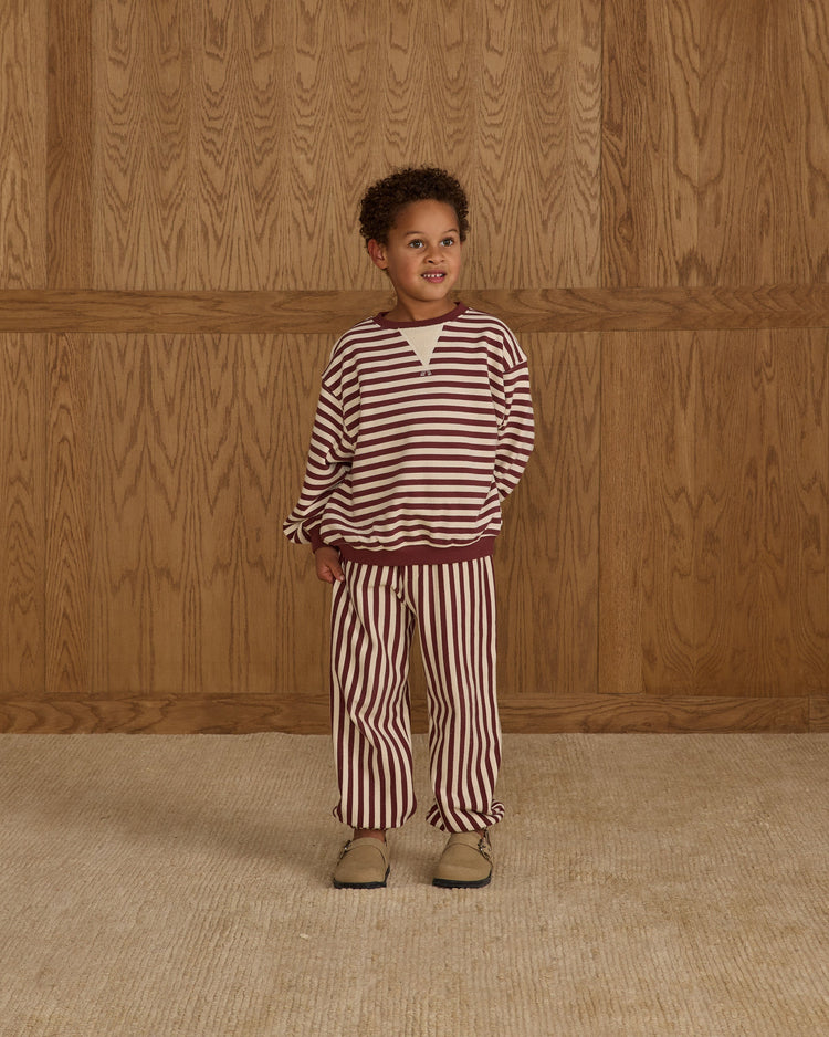 Relaxed Jogger | Burgundy Stripe | Rylee & Cru
