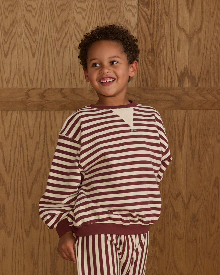 Oversized Crew | Burgundy Stripe | Rylee & Crew