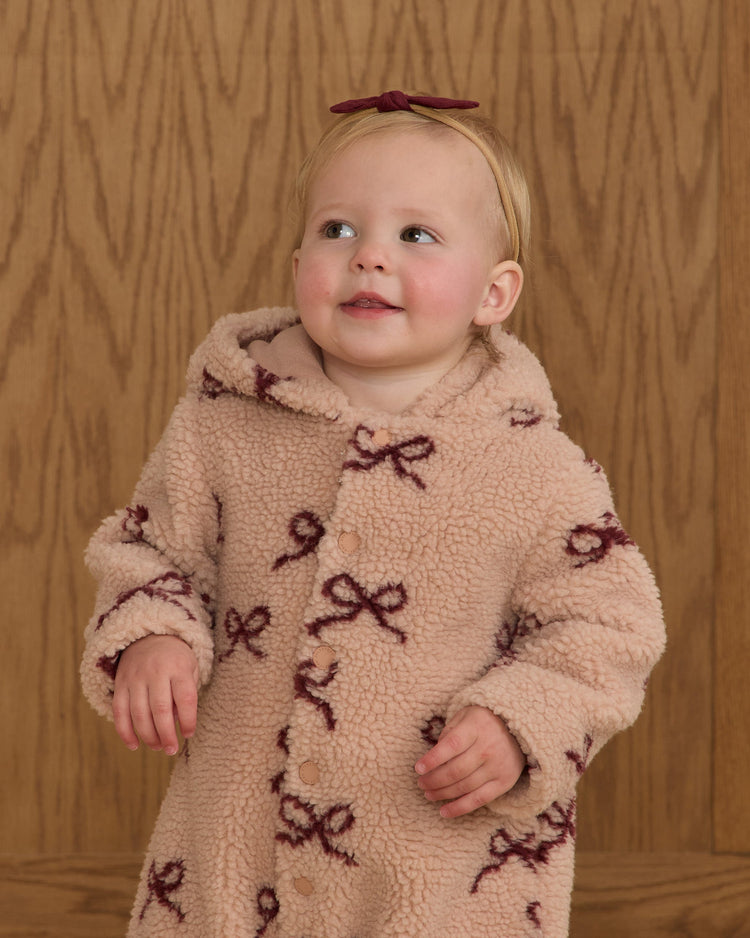 Little Knot Headband | Burgundy on Beige | Rylee & Cru