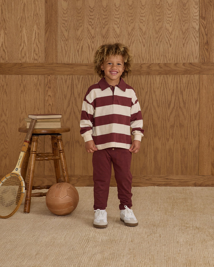 Rugby Polo | Burgundy Stripe | Rylee & Cru