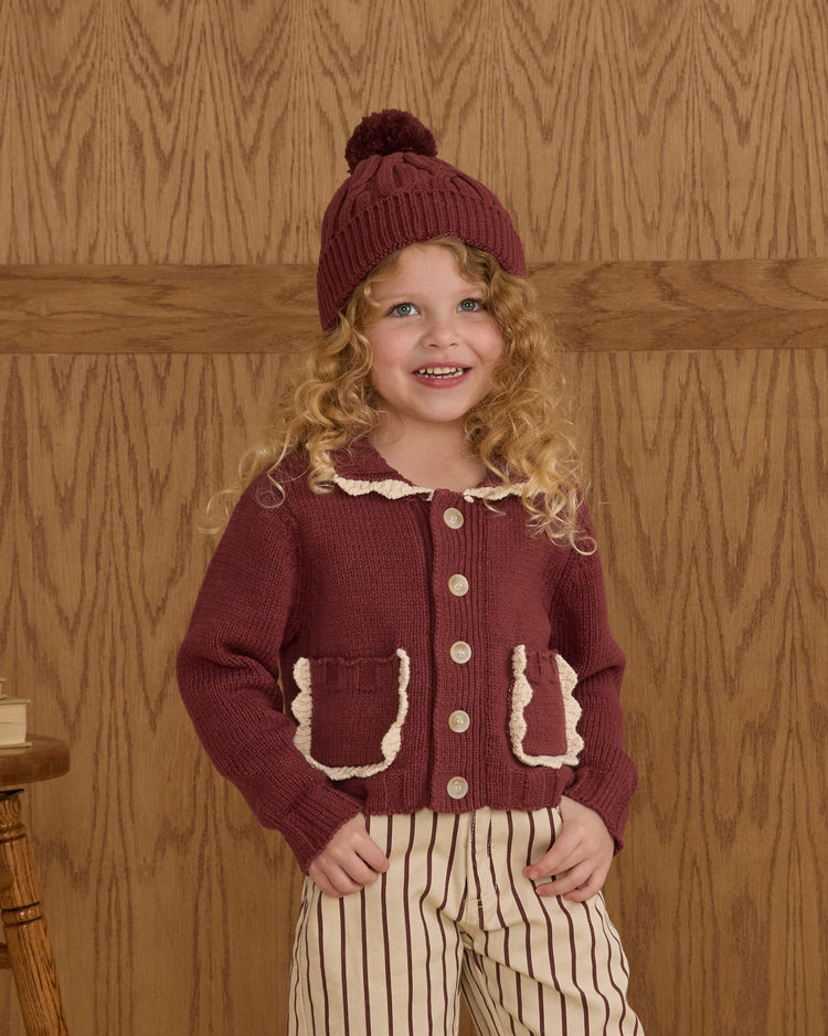 Collared Cardigan | Burgundy | Rylee & Cru
