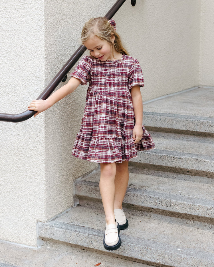 India Dress | Burgundy Plaid | Rylee & Cru
