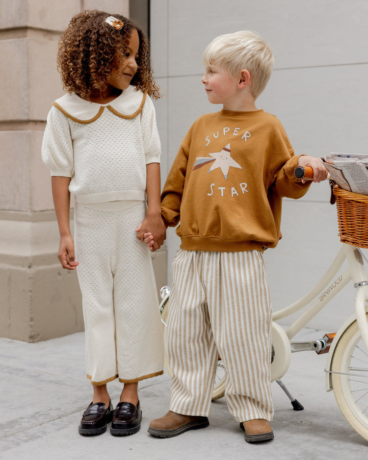 Pointelle Collared Top | Natural | Rylee & Cru