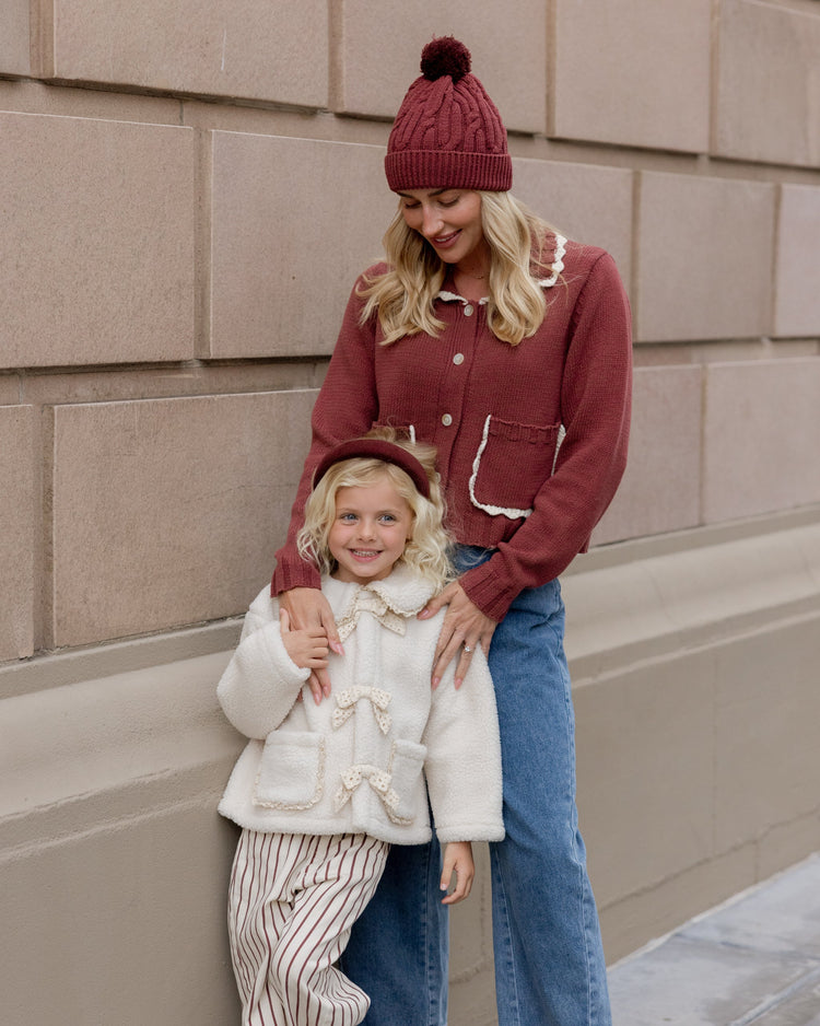 Shearling Collared Coat | Natural | Rylee & Cru