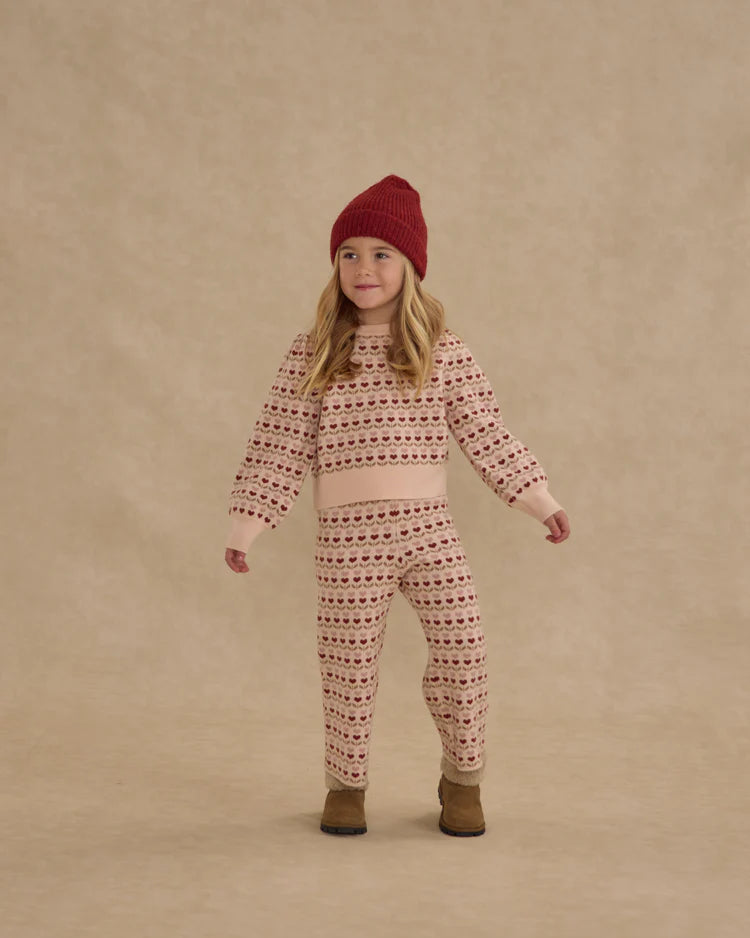Jacquard Knit Set | Ruby Hearts | Rylee & Cru