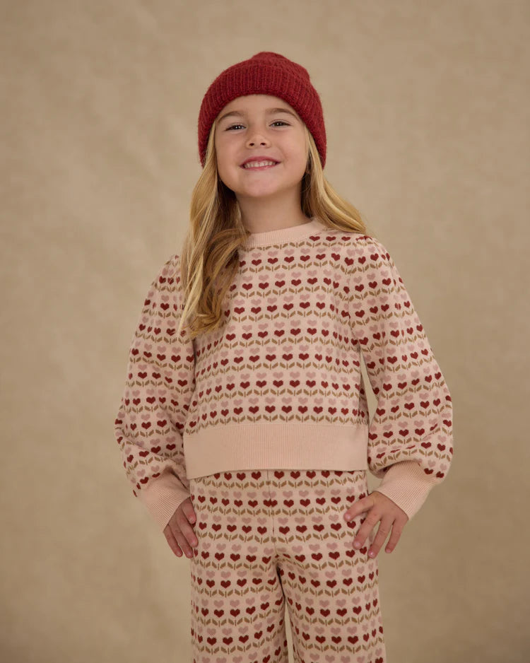 Jacquard Knit Set | Ruby Hearts | Rylee & Cru