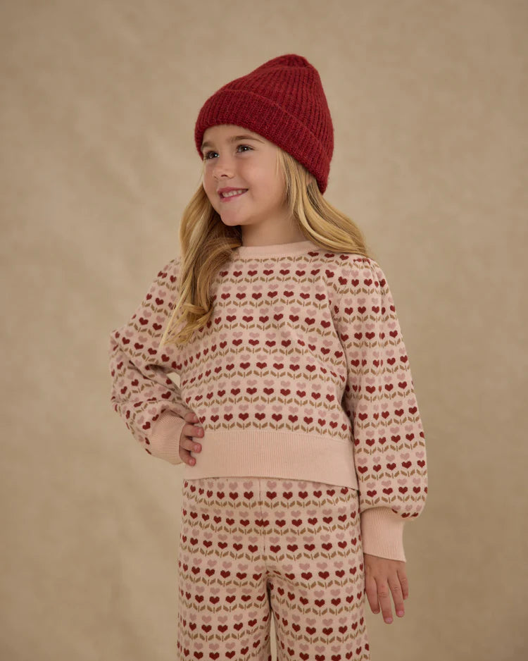 Jacquard Knit Set | Ruby Hearts | Rylee & Cru