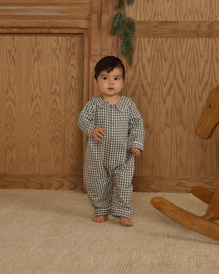Baby Pajama Romper | Evergreen Gingham | Rylee & Cru