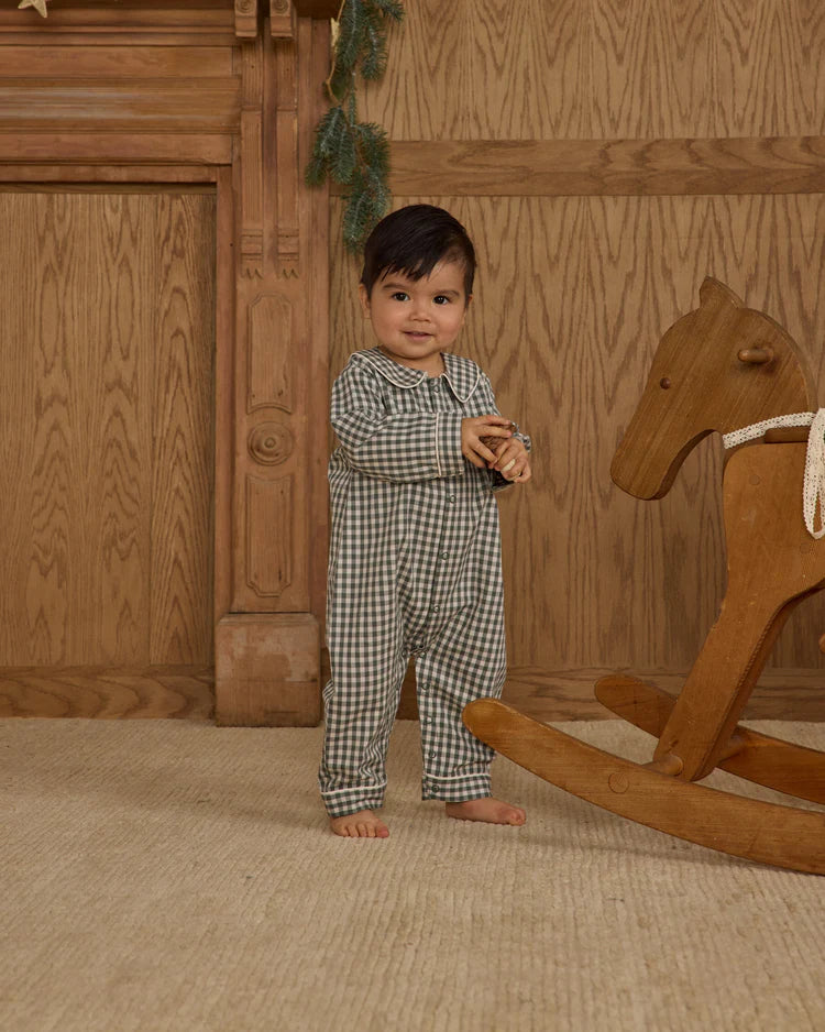 Baby Pajama Romper | Evergreen Gingham | Rylee & Cru
