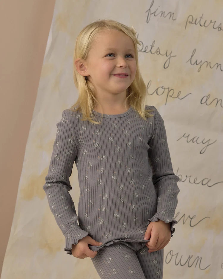 Ribbed Long Sleeve + Legging Set | Slate Bloom | Rylee & Cru