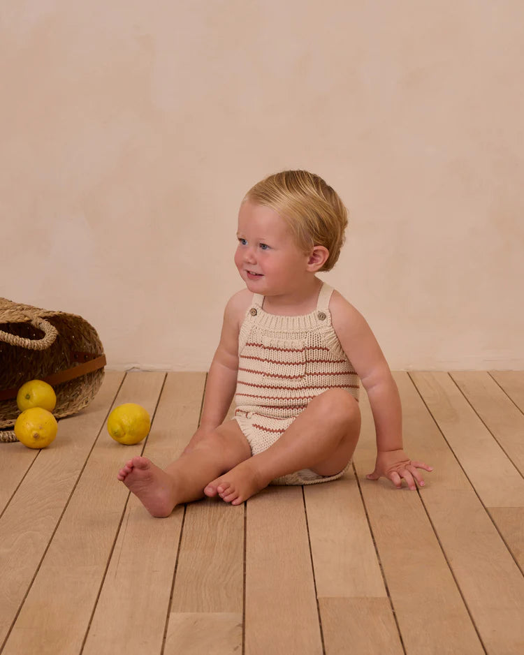 Ashton Knit Romper | Poppy Stripe | Rylee & Cru