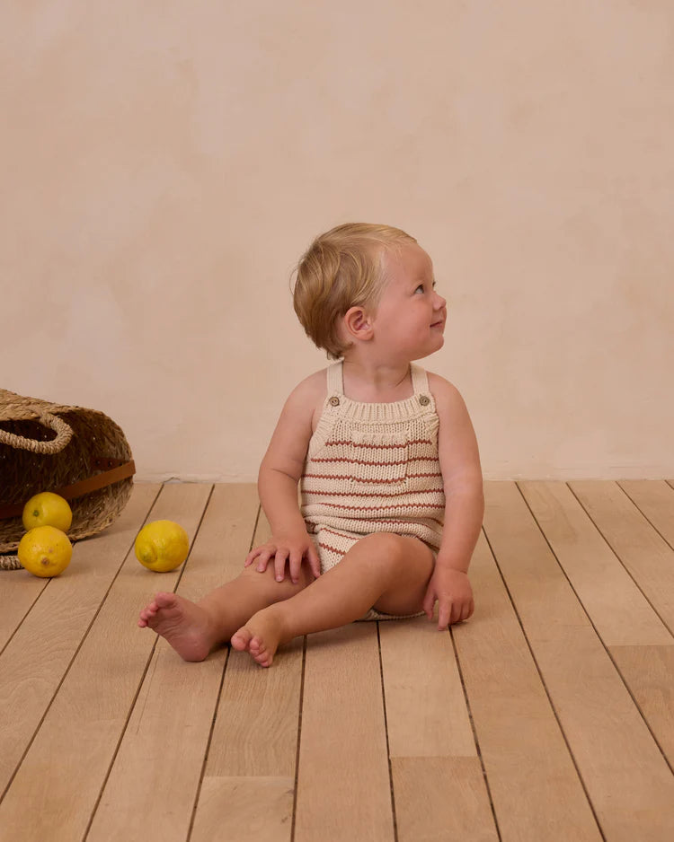 Ashton Knit Romper | Poppy Stripe | Rylee & Cru