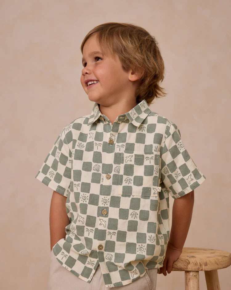Collared Short Sleeve Shirt | Coastal Check | Rylee & Cru