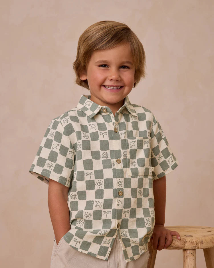 Collared Short Sleeve Shirt | Coastal Check | Rylee & Cru