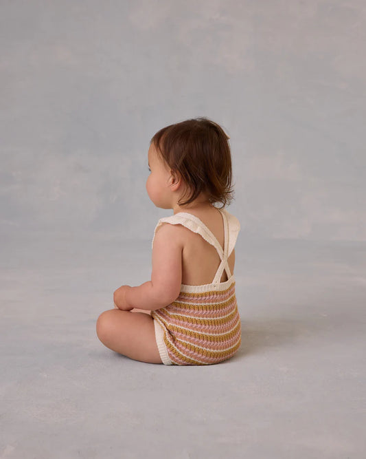 Crochet Romper | Pink Stripe | Rylee & Cru